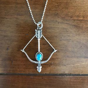 Handmade Silver & Turquoise Bow & Arrow pendant
